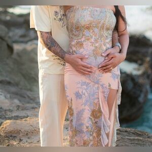 Mesh bandeau maxi dress